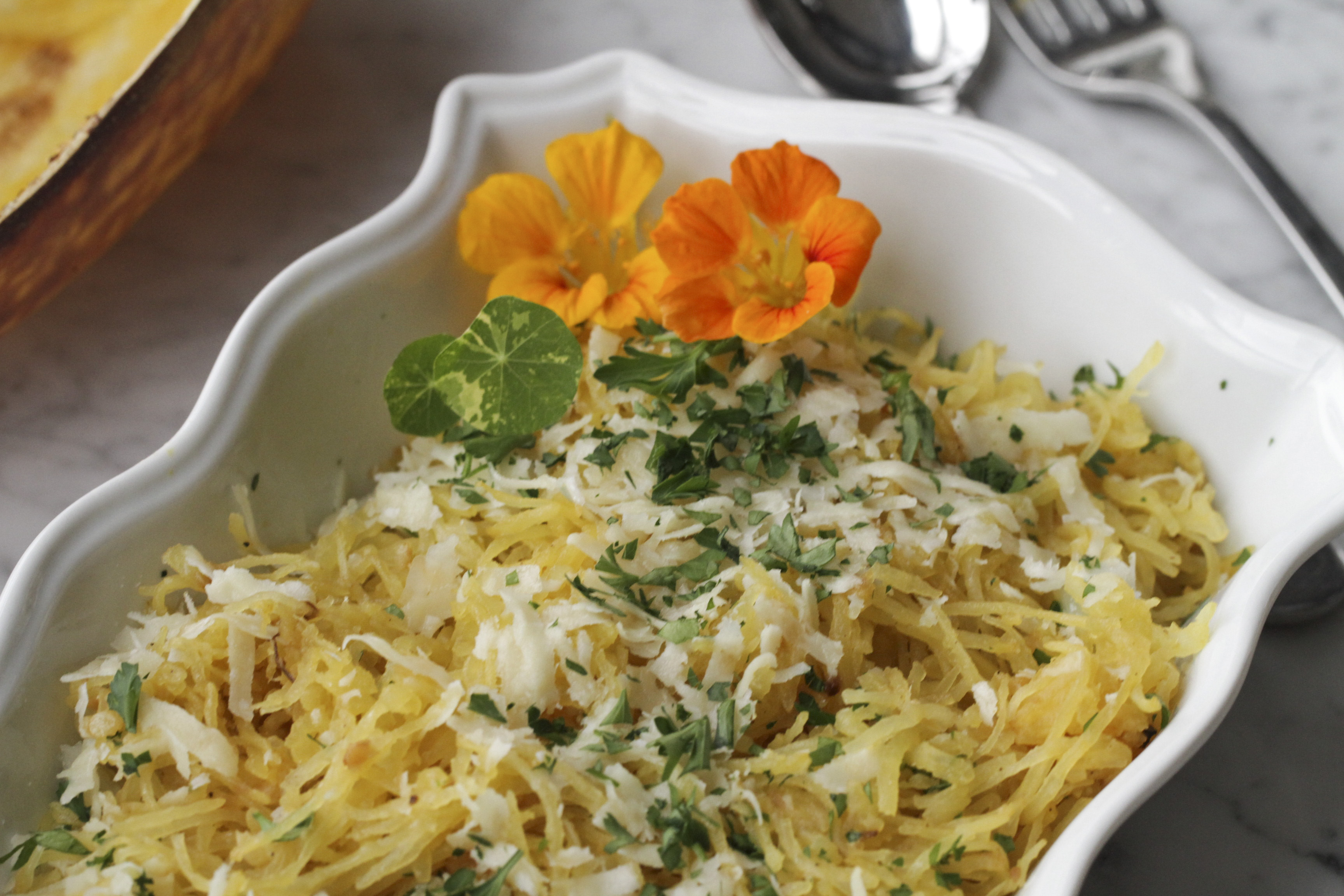 Spaghetti Squash with Garlic & Parmesan - Ever Open Sauce