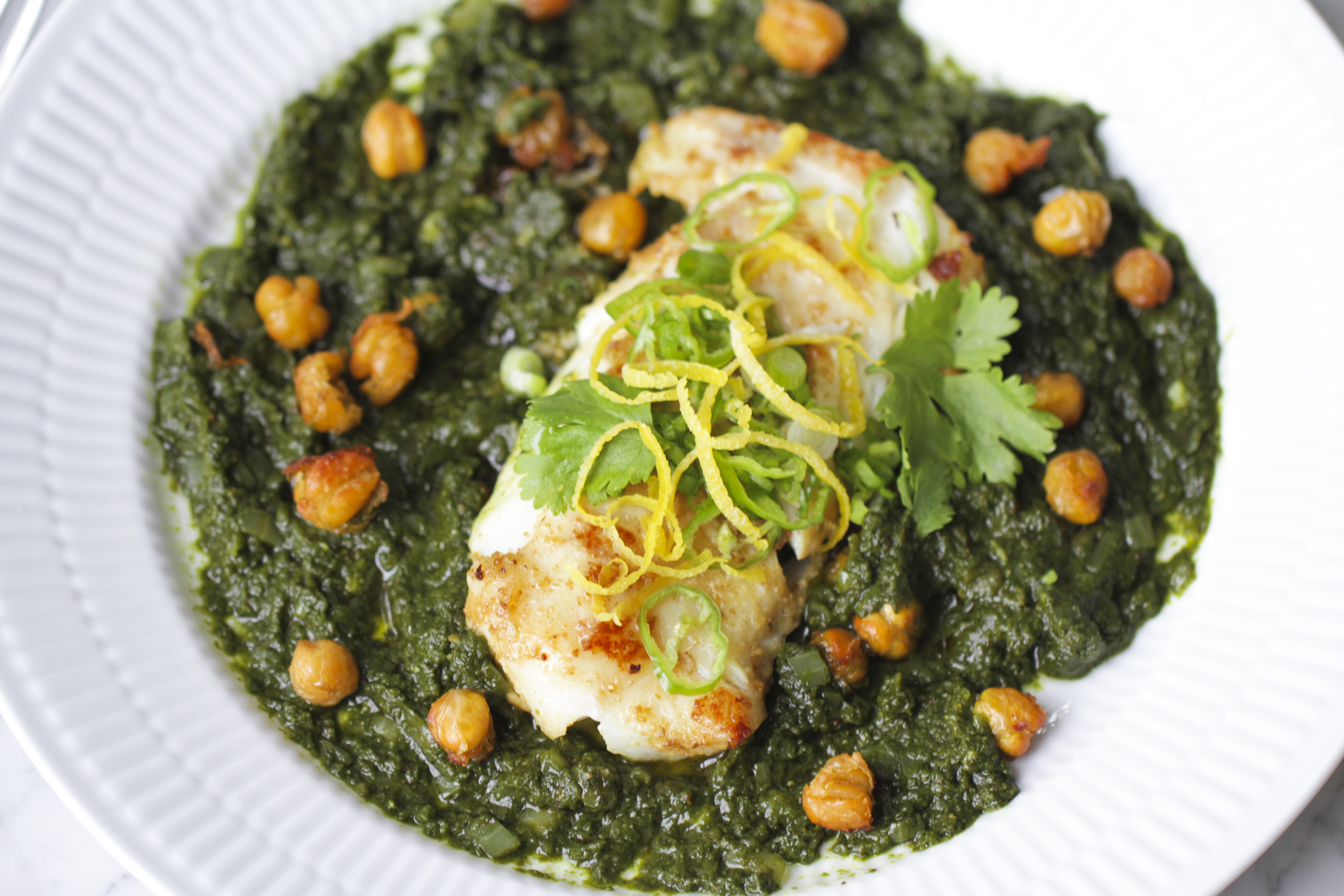 Spiced Cod With Spinach and Chickpea Stew - Ever Open Sauce