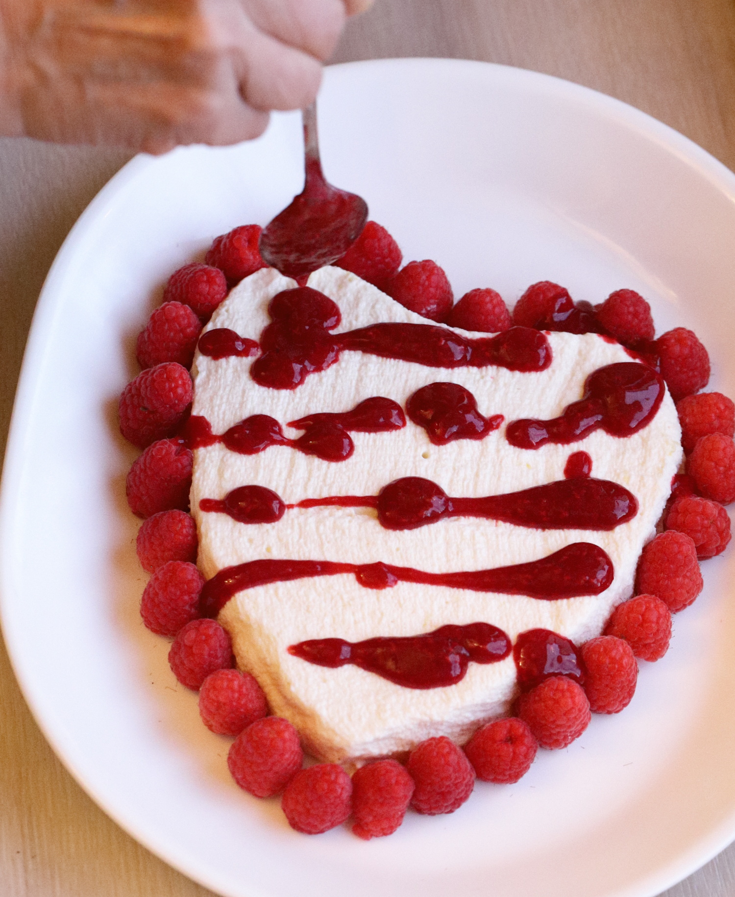 Coeur A La Creme With Raspberries Valentines Day Ever Open Sauce